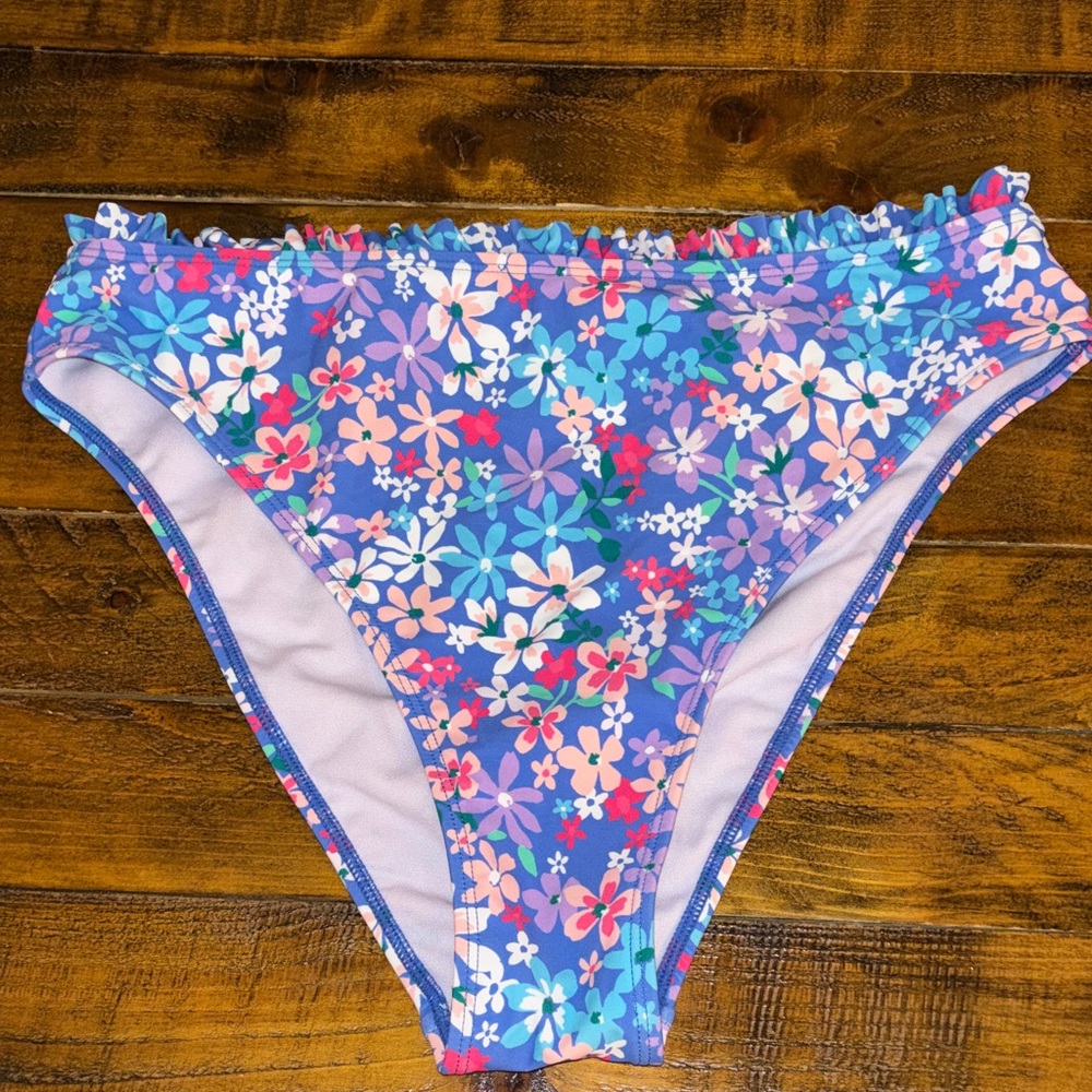 Size L High-waisted Floral‎ Bikini Bottoms